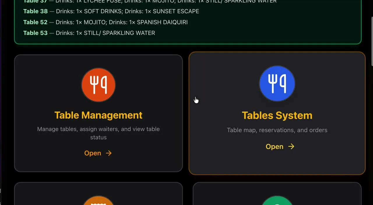 Hostora kitchen display with live tickets and target times